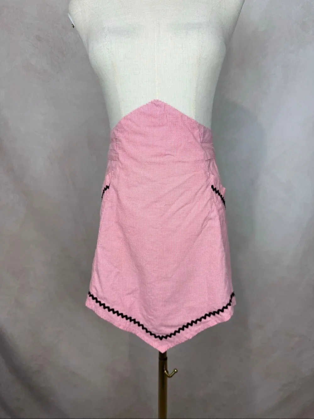 Vintage 1950s Red Gingham Half Apron Kitschy Kitchen